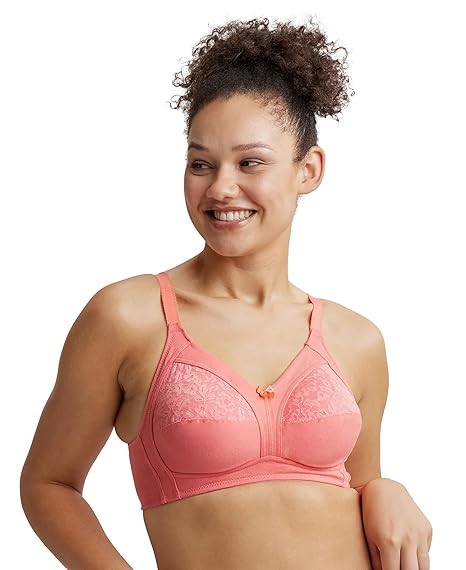 Jockey Women’s Bra ES14 – Full Coverage, Wirefree, Non-Padded with Lace Styling